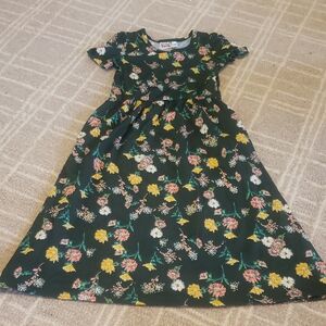 Dot Dot Smile Floral Kids Dress - Green and Yellow